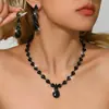 Moda Europea y Americana Verde Azul Rojo Pedrería Conjunto de Collar Pendientes Pulsera Anillo Amazon Estilo Caliente Cuatro Piezas Completamente de Diamante