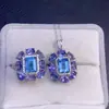 Colgante de Topacio Puro Natural + Tanzanita Tamaño de Piedra Principal 6X8Mm 4X5Mm Plata 925 Joyería Fina