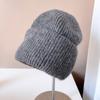 Dopamina 25 color conejo lana mezclada lana sombrero femenino otoño e invierno cálido sombrero de punto a rayas ala grande sombrero tipo pullover marea