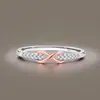 Anillo Nuevo S925 Sellado para Mujer Número de la Suerte 8 Incrustado de Circonita Fresco Sencillo Moda Red Social Fila Única Al por Mayor