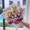 Ramo de simulación transfronterizo rosa puff tejido a mano con lana ramo terminado para el cumpleaños de la novia
