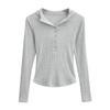 Desejo Puro Garota Quente Ajustado Lapela Com Capuz Redutor de Idade Cor Sólida Top Camiseta Justa de Cintura Justa de Manga Comprida Camisa Base