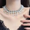 Doce Cool Spice Crystal Gotas de Água Colar de Pérolas Mulheres Retro Fine Heavy Industry Sexy Tassel Clavícula Cadeia Trendy Atacado