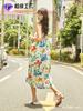 Estilo Romántico Francés Holgado Casual Estilo Vacaciones en la Playa Vestido con Tirantes Estampado Venta Transfronteriza Personalizado Vestido Fresco y Dulce