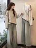 Suéter de punto color avena, suave como la leche y pegajoso, para mujer, nuevo estilo de otoño, talla grande, para chicas con sobrepeso, cuello redondo, jersey, top holgado