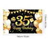 Novos adereços de decoração de aniversário transfronteiriços: Bandeiras decorativas de poliéster 100D, tecido para fundo de aniversário, faixas e dísticos personalizados