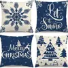 Funda de almohada navideña más vendida transfronteriza con estampado festivo de Papá Noel, funda de almohada para decoración del hogar, venta al por mayor directa del fabricante