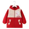 Bata de pana para niña bebé, actualmente usando manga larga anti-suciedad, ropa protectora para comer en el jardín de infantes para niños, chaqueta de dibujo para bebé niña