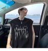 Chaleco de Letras de Moda para Hombre Verano Estilo Americano de Hong Kong Holgado Versátil Casual Camiseta sin Mangas Marca de Moda Ropa de Hombre