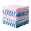 Al por mayor de fábrica toalla de cocina de forro polar coral catiónico paño perezoso para limpieza de cocina patrón de ondas almohadilla exfoliante antiadherente para aceite