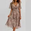 2026 Novo E-commerce Transfronteiriço Amazon Solto Casual Elegante Gola V Floral Novo Vestido Estampado Mais Vendido