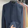 Camisa de Algodón para Hombre, Top Holgado de Manga Larga para Primavera y Otoño, Negocios 2024, Cuello de Solapa, Camisa Simple