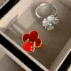Anillo Abierto de Nácar Blanco para Mujer, Anillo Ajustable para Dedo Índice, Joyería de Alta Gama, Anillo de Diseño de Nicho
