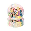 Princesa Rosa Desenho Animado Tema Festa de Aniversário Sonho Menina Decoração Pratos de Papel, Guardanapos, Toalha de Mesa, Arranjo de Louça Descartável