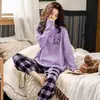 Pijama feminina nova de manga comprida primavera, outono e inverno desenho animado fofo vermelho online pode ser usada fora de casa conjunto de roupa lote de fábrica uma geração de cabelo