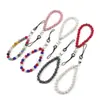Corrente de Bolas com Diamantes Incrustados em Argila Manchada Artefato Antiperda Corrente para Celular DIY com Contas Cordão para Celular Pingente Criativo para Bolsa