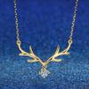 Collar de plata de ley One Deer Has You para mujer, cadena de clavícula 925, moderno colgante de alce con astas de celebridades cibernéticas, simple y elegante