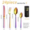Amazon Columna Romana 24/40 piezas traje cubertería de acero inoxidable cuchillo, tenedor y cuchara hotel boda cuchillo y tenedor para bistec occidental