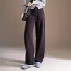 Invierno 2026 Nuevos Pantalones Curvos Elegantes de Temperamento Cálido para Mujer Elásticos de Cintura Alta Adelgazantes con Cordón Caída Casuales de Moda