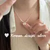 Cadena para clavícula estilo minimalista ins japonés y coreano, S925 plata de ley, collar de tubo de plata con lazo, dulce y versátil con sentido de atmósfera
