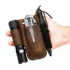 Bolsa de Cinturón de Herramientas para Hombre con Presilla para Cinturón, Estuche Táctico de Cuero EDC de Supervivencia, Portacuchillos Plegable, Bolsa de Cinturón para Guardar Linterna