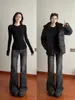 Camiseta base rosa ajustada de manga larga para mujer, nuevo estilo otoño 2026, moderna, madura, dulce, estilo coreano