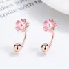 Pendientes de Hilo de Flor de Cerezo Románticos Nuevos para Mujer Plata de Ley 925 Dulce Fresca Flor Clavo de Oreja Estilo Ins Joyería de Oreja