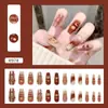 Mistério Estelar Gradiente Galáxia Xadrez Coração Letra Doce Moda Menina Unhas Vestíveis Arte de Unha Removível 24 Peças