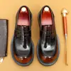 [vip para] zapatos de cuero de cabeza grande para hombre de pie ancho de cuero alta calidad charol cara brillante punta redonda mocasines británicos