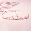 Gargantilla Original de Perla Madre Gato con Corona Floral Primavera y Verano para Mujer, Estilo Coreano, Fresca e Inspirada en el Bosque, Cadena de Clavícula de Flor de Oro Rosa, Plata Pura