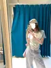 Zhangzhang 31/5 Serie Sirena Moda Verano Juvenil Camiseta Estampado de Espuma Manga Corta Efecto Adelgazante