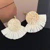 Pendientes de Bambú y Ratán Estilo Bohemio Rafia Únicos Exagerados Pendientes Estilo Vacaciones de Verano en la Costa