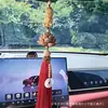 Pêssego Madeira Lótus Pequeno Buda Carro Pingente Interior do Carro Espelho Retrovisor Veículo Pendurado Ornamentos Ponto Turístico Templo Bênção Presente Atacado