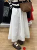 Falda Blanca para Mujer 2025 Nueva Falda Larga de Encaje Empalmado para Figura Pequeña en Forma de Pera Cubriendo la Ingle Falda de Línea A
