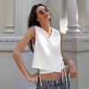 Verão 2025 Temperamento Francês Camisa Branca Sem Mangas Feminina Senso de Design Top Colete com Cadarço Decote V Atacado Roupas Femininas