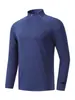 Roupas Esportivas Fitness Transfronteiriças Inverno Plus Veludo Corrida Outdoor Meio Zíper Camiseta Maratona Cor Sólida Manga Longa Top Masculino