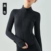 Chamarra de Yoga con Cremallera de Forro Polar Estilo Europeo y Americano para Mujer, Otoño e Invierno, Corte Delgado, Cálido, Delgado, Manga Larga Deportiva de Forro Polar, Top de Fitness
