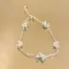 Pulsera de Perlas Mariposa Azul Menta para Mujer, Moderna y de Alta Gama, Pulsera Dulce y Delicada, Joyería Fresca y Versátil de Verano