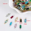 Acero Inoxidable 304 Vidrio de Colores Colgante Rectangular Accesorios para Joyería Hecha a Mano DIY Accesorios para Collares Pulseras