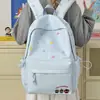 Mochila de Viaje para Mujer Estilo Japonés Color Azul Claro Estampado de Moños Mochila para Salidas Estudiantiles Picnic
