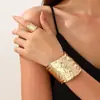 Moda Transfronteiriça Europeia e Americana Personalizada Criativa Metal Geométrica Quadrada Abertura Ajustável Pulseira Feminina Anel Conjunto de Joias