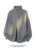 Jaqueta Cardigan de Tricô Listrado Masculina Outono Inverno Top Estilo Old Money de Alto Padrão Gola Alta Zíper Duplo Suéter Atacado