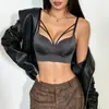 Estilo Minimalista Francés Sujetador Sexy de Escote en V Bajo en la Espalda con Copas Fijas Integradas, Sujetador de Ballenas con Tirantes Únicos