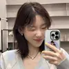 Colar Pingente Coração de Corda de Couro Preto Estilo Kim Taeyeon para Mulheres Estilo Coreano Nicho Retro Corrente para Clavícula