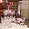 Copas para Torre de Champaña de Boda Torre de Vidrio Multicapa Copas Torre Apilables Copas de Vino para Apertura de Hotel Copas de Cóctel con Forma de Disco Copas de Pedestal Alto para Banquete