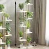 Suporte de Flores de Madeira Maciça e Ferro Layout de Sala de Estar Escada de Chão Multicamadas Rack de Armazenamento para Suculentas Varanda Suporte para Vasos de Flores