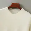 Suéter Fino de Manga Corta para Hombre 100% Lana Pura Cuello Redondo Camiseta de Punto Base para Jóvenes Ropa Interior Base Interior