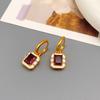 Aretes Franceses Geométricos Simples de Circonita con Esmalte de Gota de Alta Gama Aretes Retro Exquisitos de Moda Aretes Personalizados para Mujer