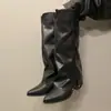 Botas altas Melard para mujer con hebilla de cinturón, nuevo estilo otoño e invierno 2026, tacón alto grueso, tubo largo adelgazante apilado, botas de montar