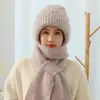 Gorro y Bufanda Integrados para Mujer Invierno Forro Polar Engrosado Cálido Protección para Orejas Gorro para Personas de Mediana Edad y Mayores Gorro de Punto Gorro de Lana Invierno